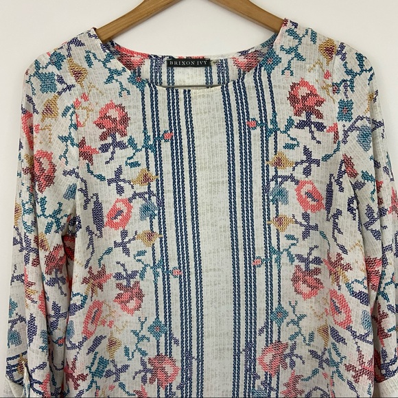 Brixon Ivy Stitch Fix Floral Cross Stitch Top M - Picture 2 of 8